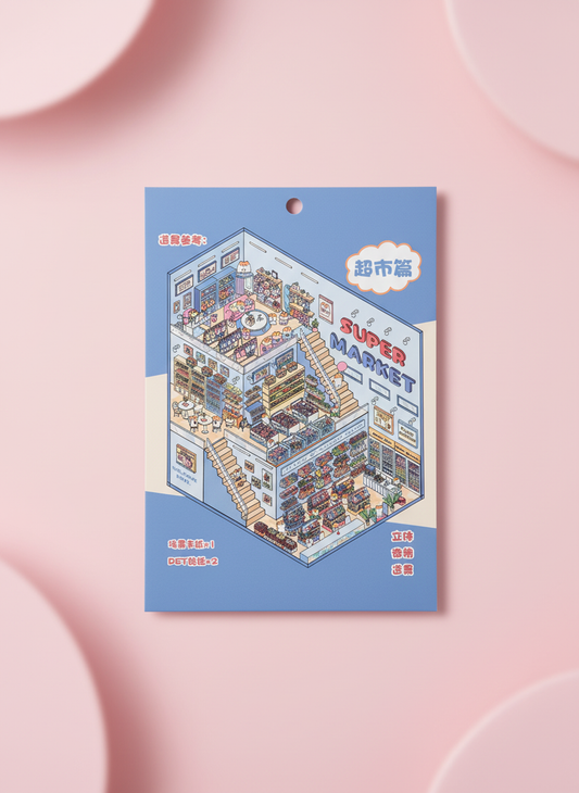 3d Sticker Scene- Supermarket - Pink Panda Style product photo