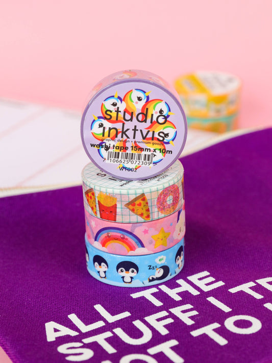 Studio Inktvis Washitejp Snabbmat - Färgglad Pysseltejp för Bullet Journal