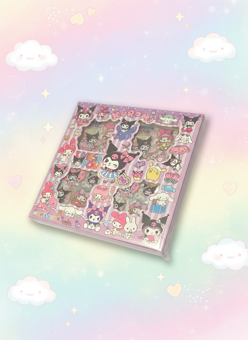 100-pack Lila Kawaii Stickers - Perfekt för Anime Dekoration & Personlig Stil