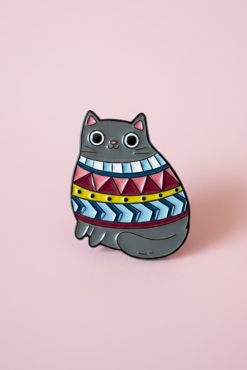 Pin - Katt med stickad tröja