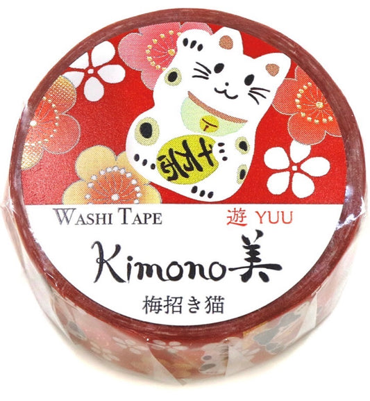 Washi tejp Japanska katter och blommor Röd