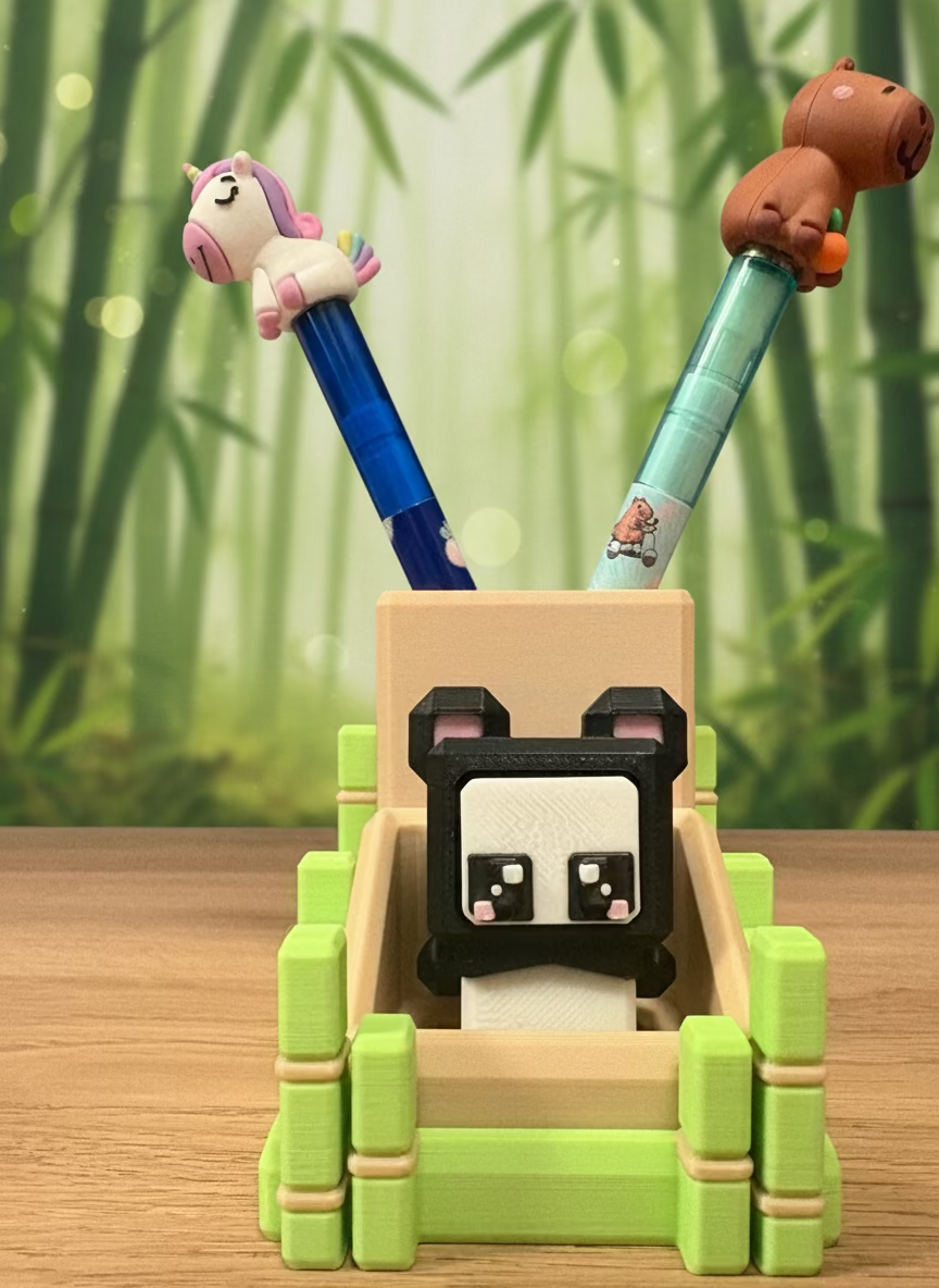 Sött Panda Pennställ med Clickers