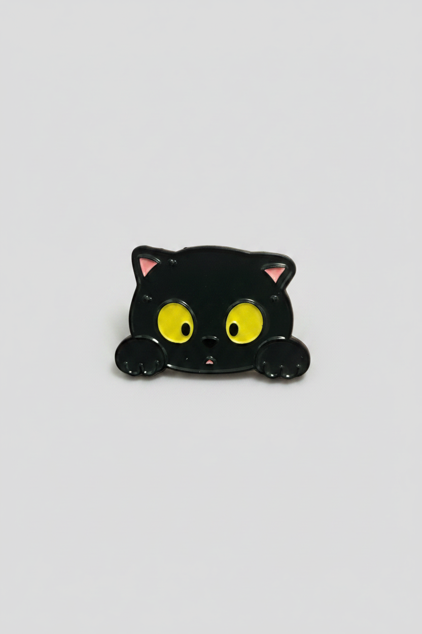 Pin - Svart nyfiken katt
