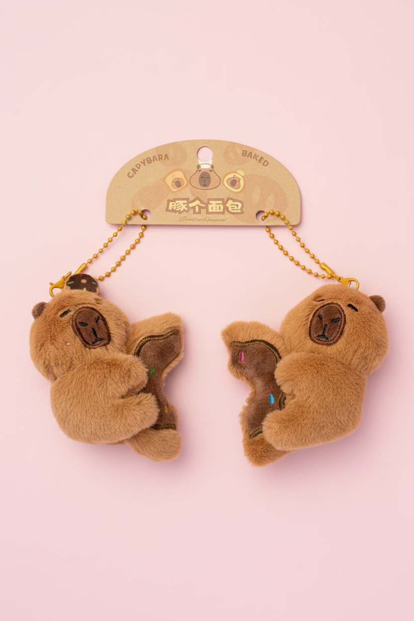 Magnetisk Nyckelring Kawaii - Söta capybaras med Dounut