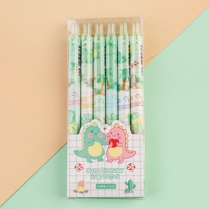 Dinosaurie Penn-set 6-pack - Söta Kawaii Pennor för Anteckningar & Kreativitet