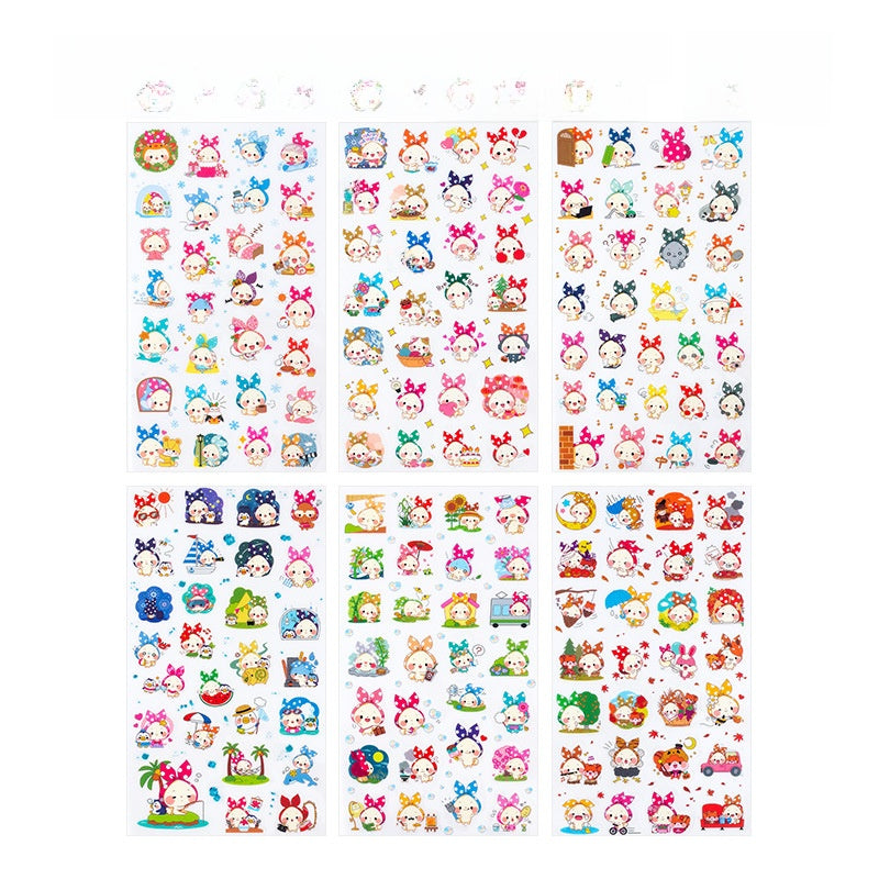 Kawaii Klistermärken Kanin - Sticker-Set 6 Ark för Pyssel & Dekoration