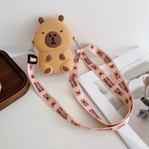 Söt capybara axelväska i silikon – liten, kawaii och praktisk