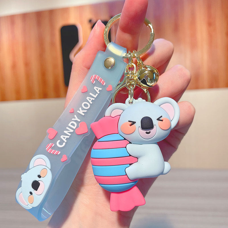 Nyckelring Blå Koala med karamell - Kawaii Accessoar för Väskor & Nycklar