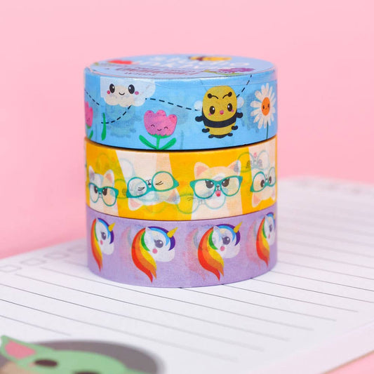 Studio Inktvis Washi Tape UNICORN – Färgglad Tejp för Bullet Journal & Pyssel