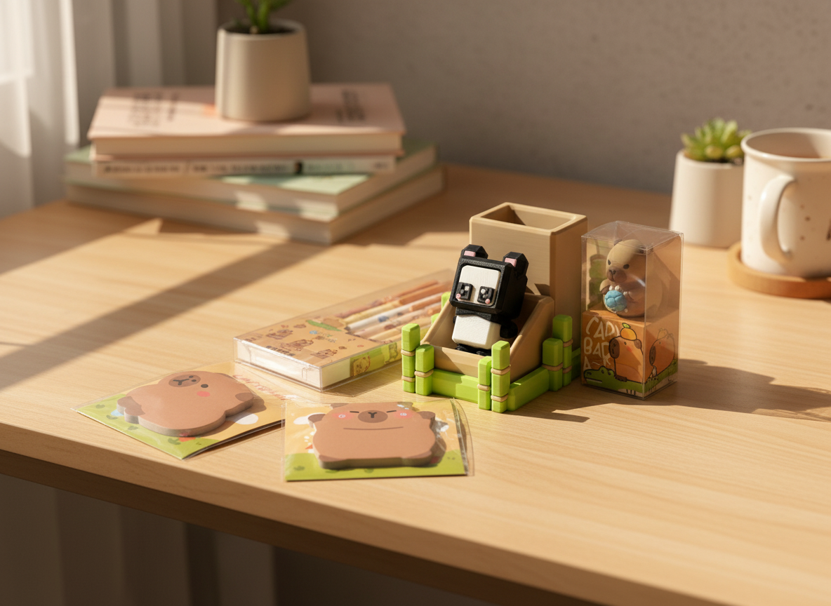 Kawaii Stationary - Capybara/Panda startkit - UGC / TikTok Style product photo