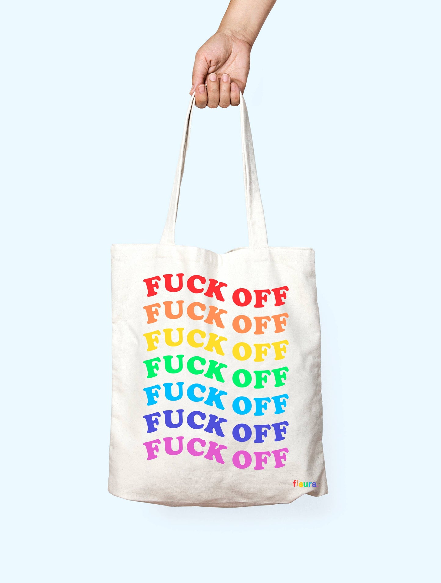 Toteväska "Fuck Off" regnbågsfärgad