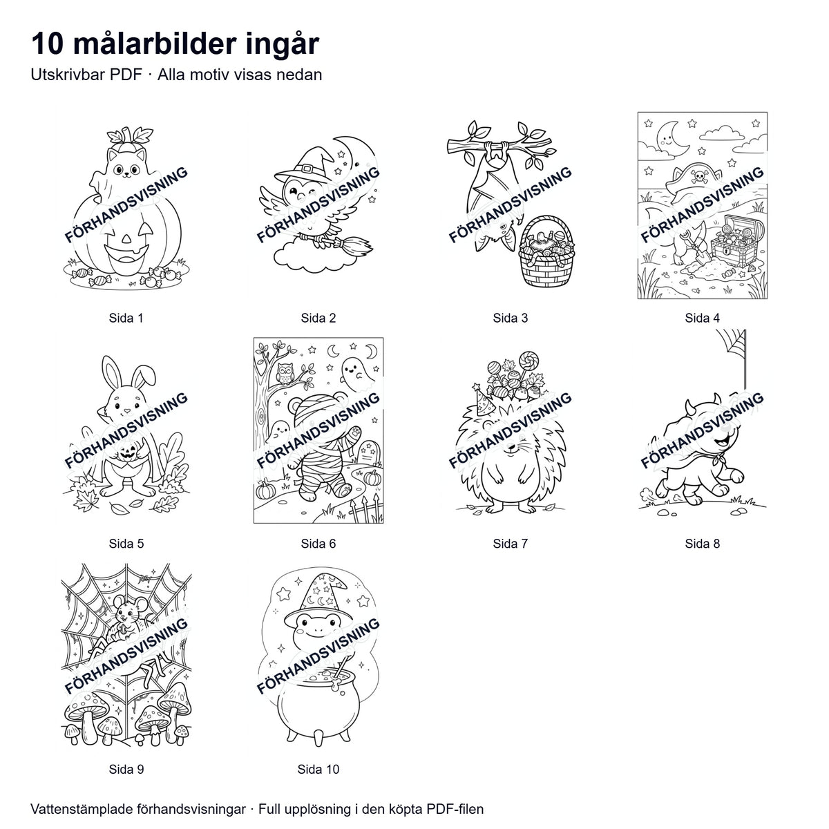 Målarsidor Halloween Djur - Nerladdning