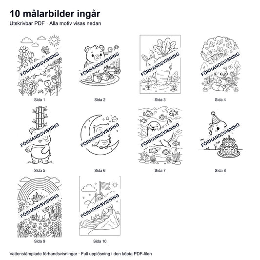 Målarsidor Djur - Nerladdning