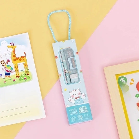 Kawaii Pennset för Skolstart - Pennor, Linjal, Sudd & Pennvässare