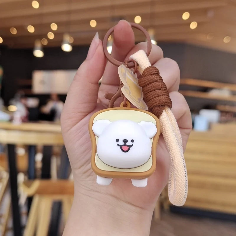 Söt Kawaii Nyckelring Hund i Bröd - Väskhänge för Animeälskare