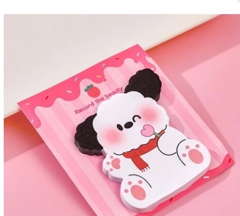 Söta rosa hund post-it lappar - Kawaii anteckningsblock för skrivbordet