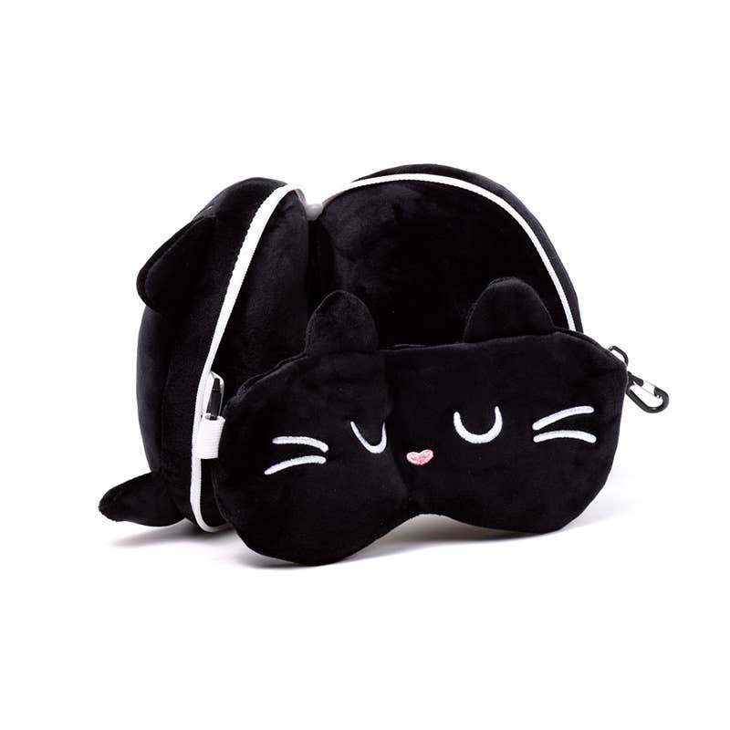 Relaxeazzz Feline fin katt plysch resa kudde & ögonmask