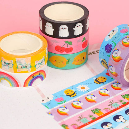 Studio Inktvis Washi Tape Körsbär 15mm x 10m - Kawaii Dekoration för Bullet Journal