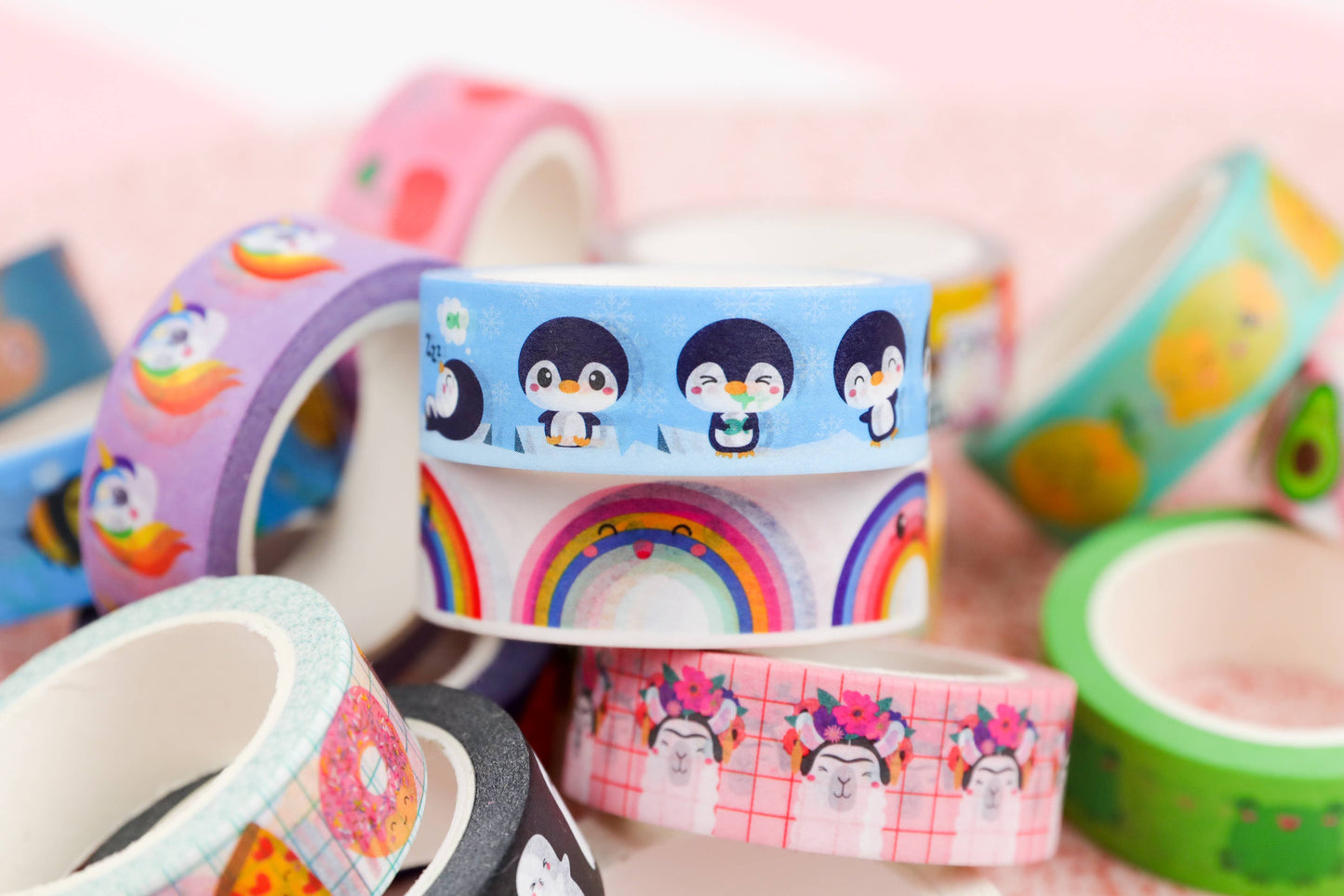 Washi-tejp med regnbågsdesign