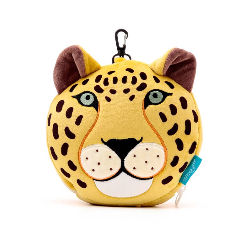 Relaxeazzz Leopard Round Plush Resekudde & Ögonmask