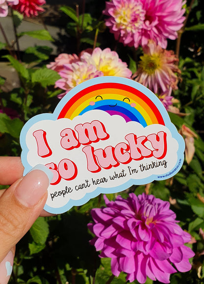 Kawaii Klistermärke "I am so lucky" - Trendig Dekal för Laptop & Flaskor