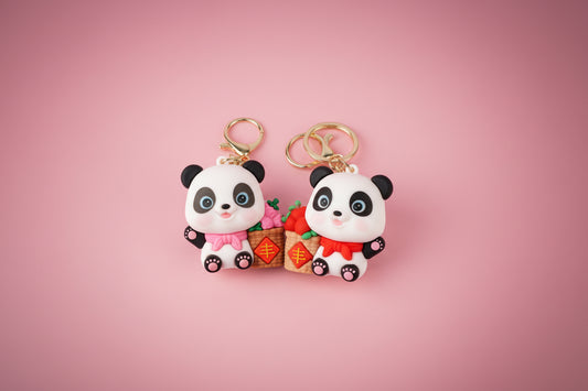 Söt Panda Nyckelring - Korg