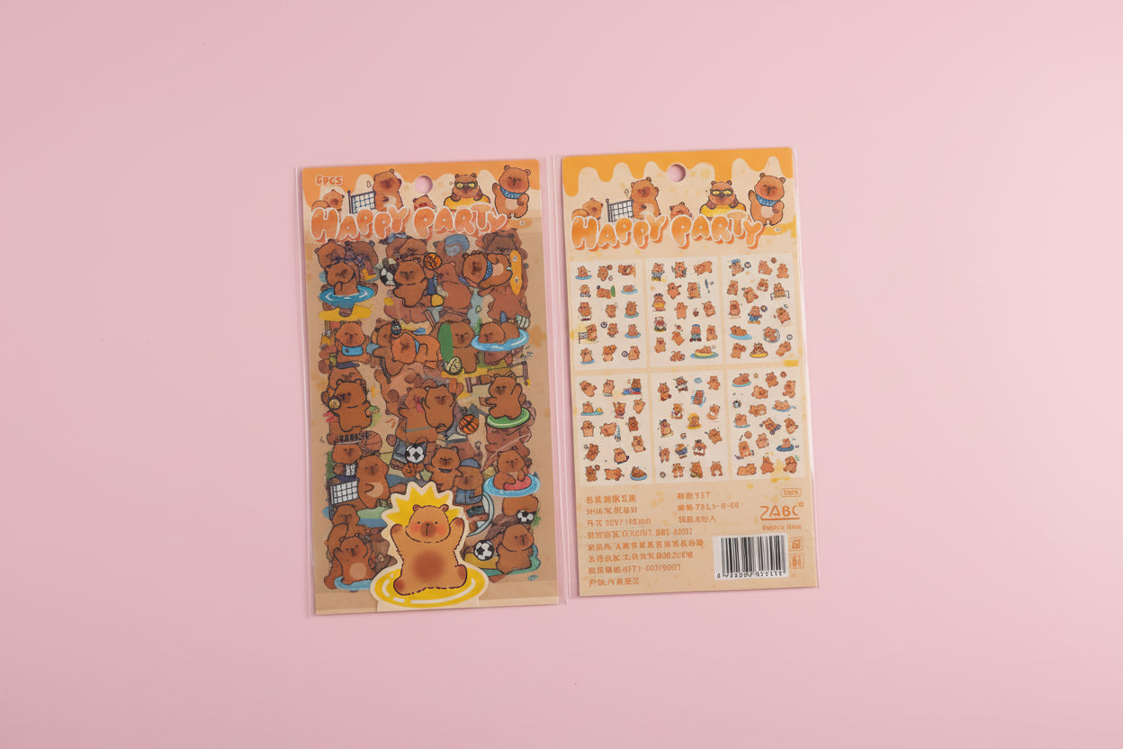 Stickerset Capybara - 6 Ark Stickers