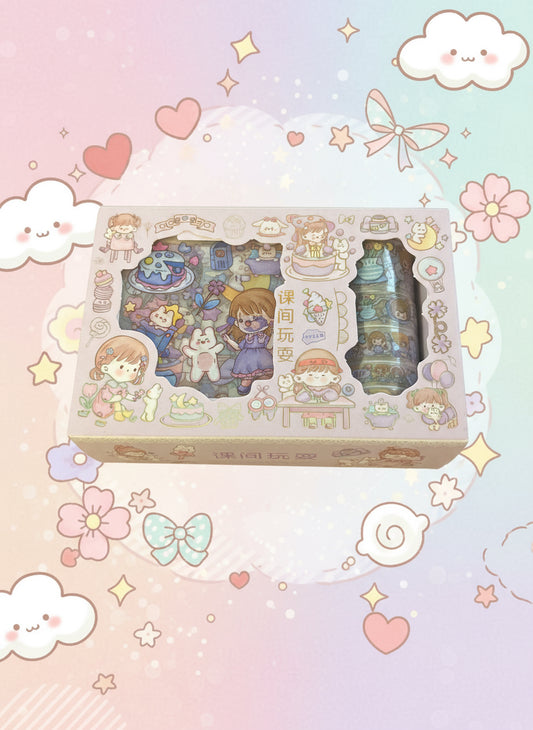 Kawaii pysselset lila – Stickers & tejp för kreativt skapande i söt stil
