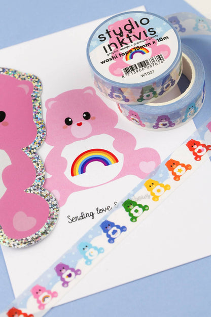 Care Bears Washi Tejp – Färgglad Kawaii Maskeringstejp för Bullet Journal