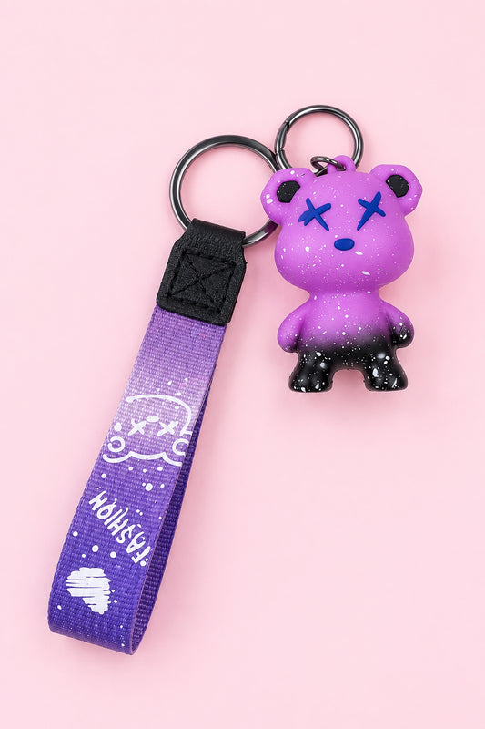 Lila Björn Nyckelring - Söt Kawaii Accessoar för Nycklar & Väskor