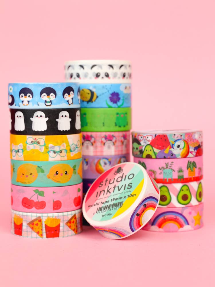 Studio Inktvis Washi Tape Körsbär 15mm x 10m - Kawaii Dekoration för Bullet Journal