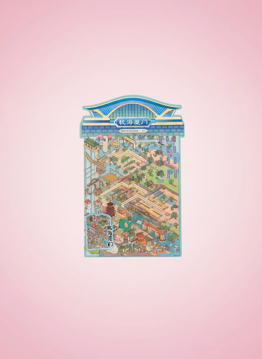 3d Sticker Scene- Liten Stad - Pink Panda Style product photo