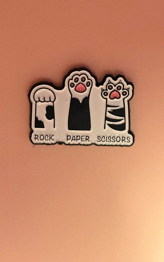 Kawaii Pin med Rolig Text - "Rock, paper, scissors"