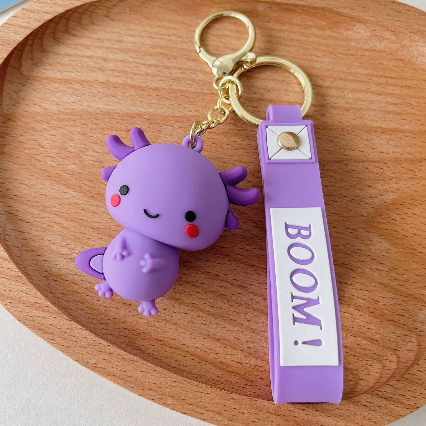 Axolotl Kawaii Nyckelring Lila - Söt Accessoar för Nycklar & Väskor