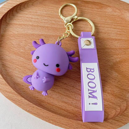 Axolotl Kawaii Nyckelring Lila - Söt Accessoar för Nycklar & Väskor