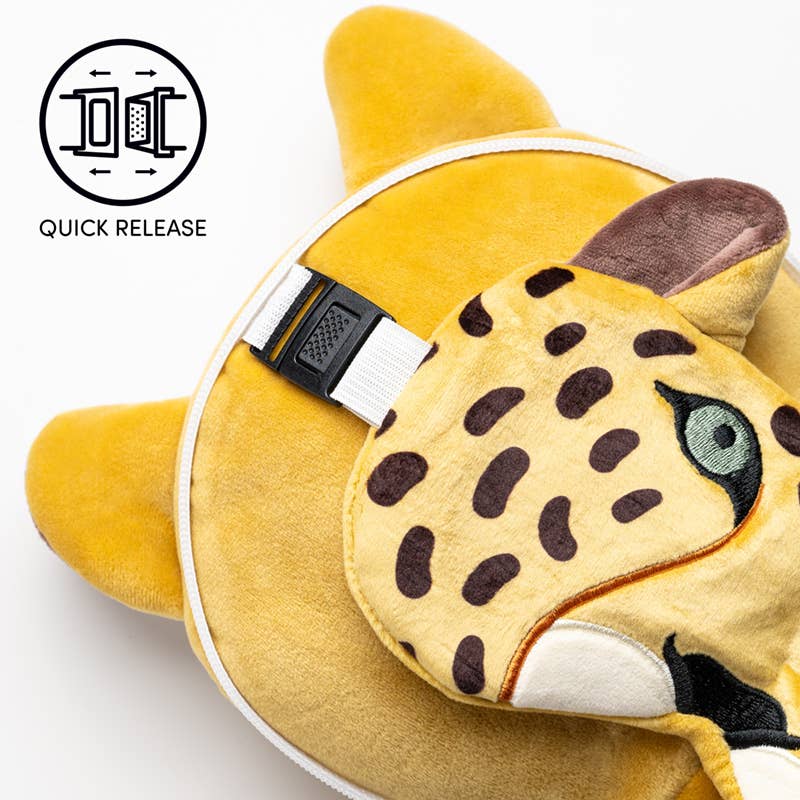 Relaxeazzz Leopard Round Plush Resekudde & Ögonmask
