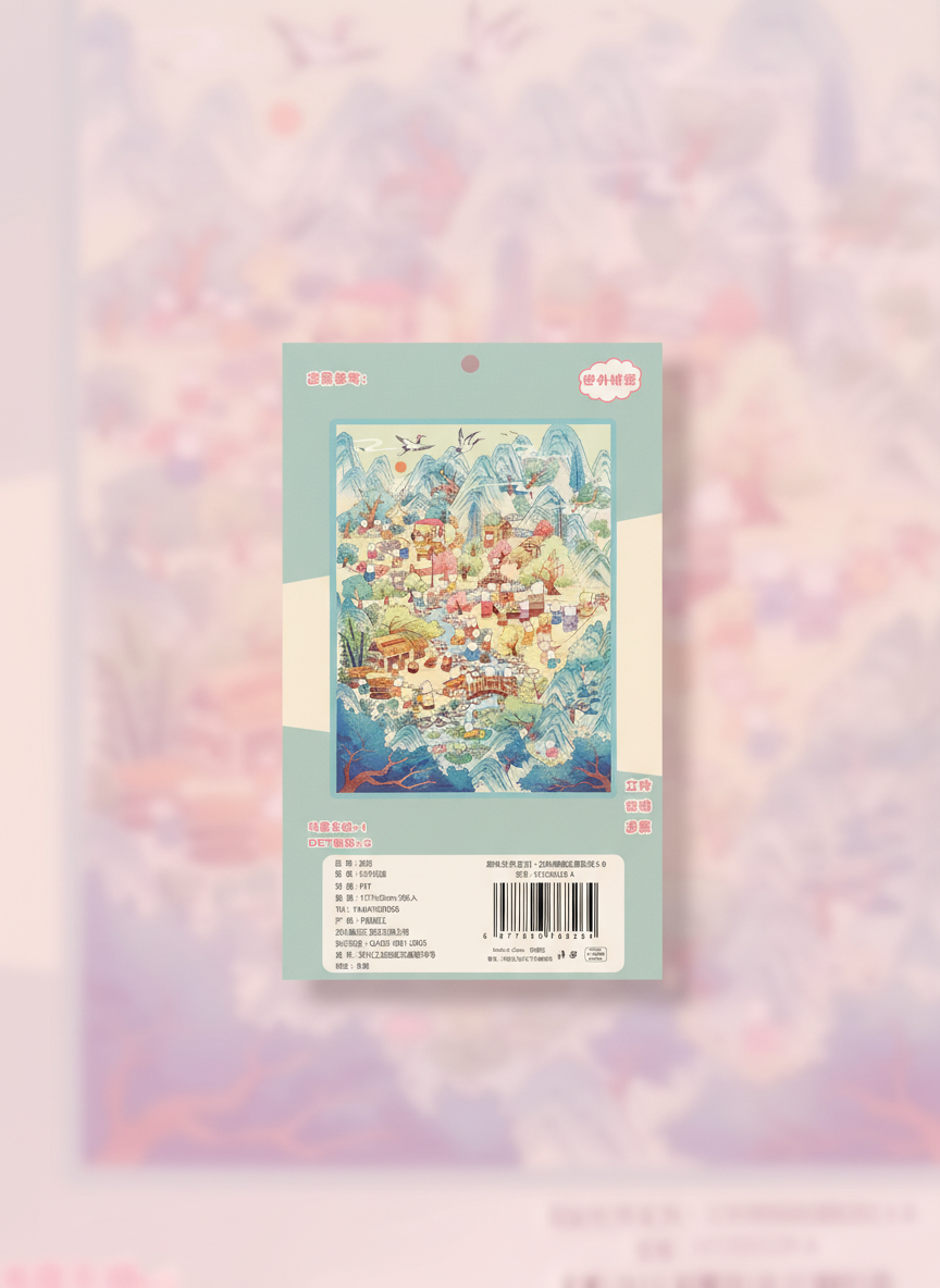 3d Sticker Scene- Little Village - Pink Panda Style product photo