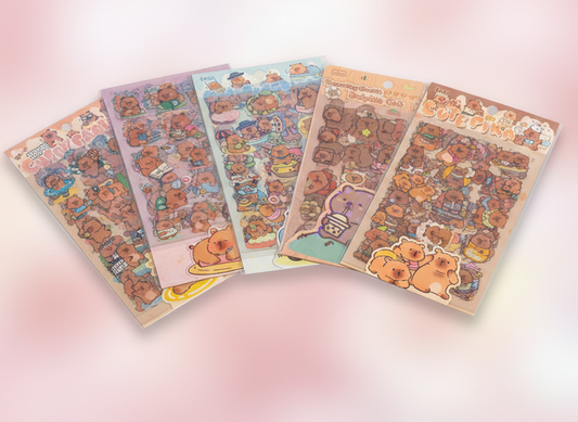 Stickerset Capybara - 6 Ark Stickers - Pink Panda Style product photo