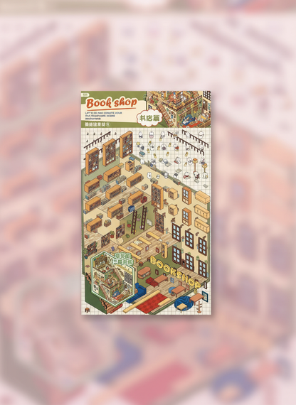 3d Sticker Scene- Bookshop - Pink Panda Style product photo