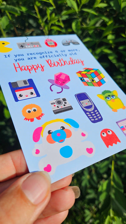 Retro grattiskort 80- och 90-tal – Roligt födelsedagskort med nostalgi!