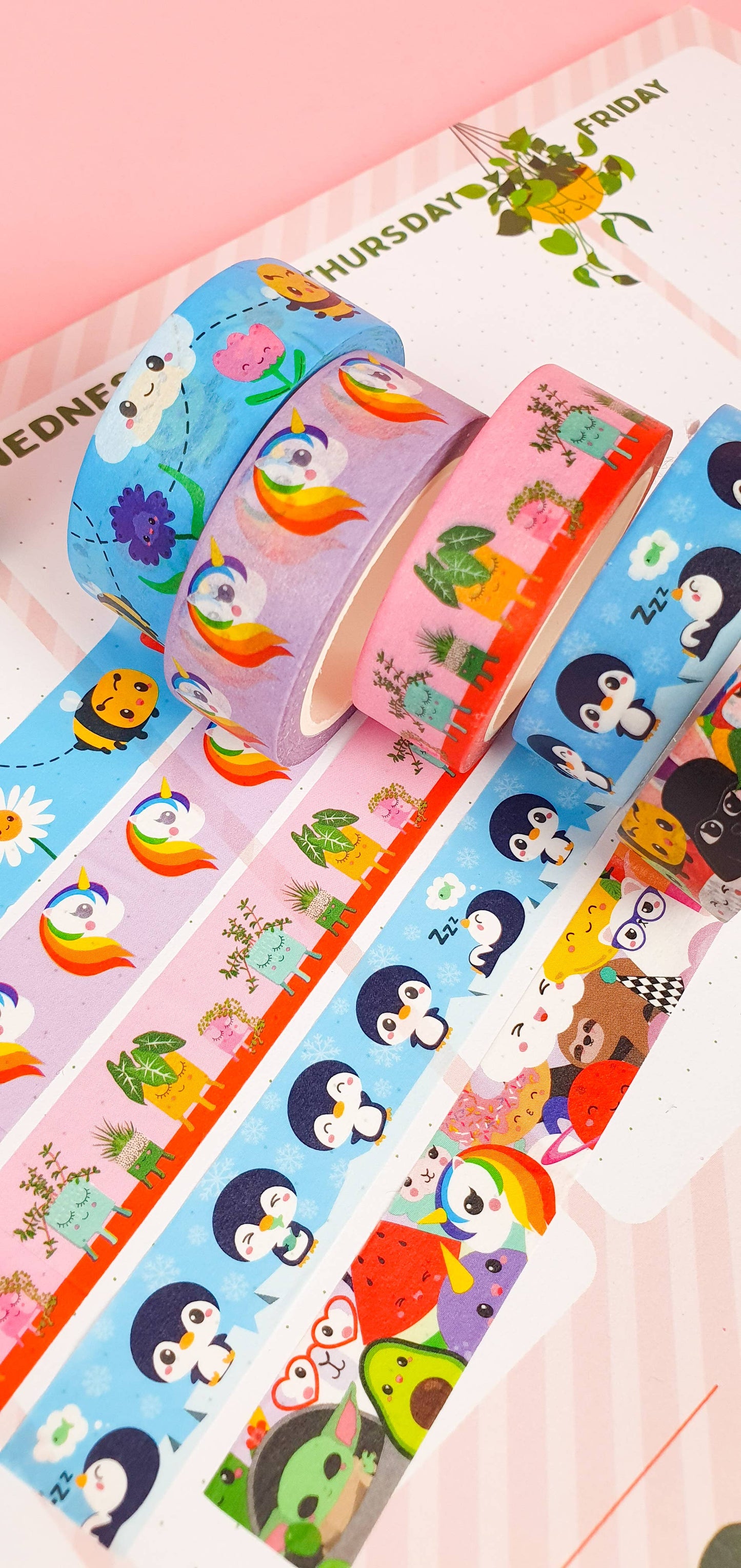Studio Inktvis Washi Tape UNICORN – Färgglad Tejp för Bullet Journal & Pyssel