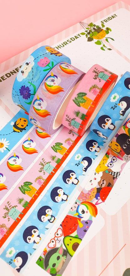 Studio Inktvis Washi Tape UNICORN – Färgglad Tejp för Bullet Journal & Pyssel