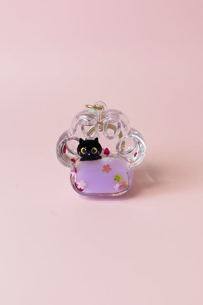 Nyckelring med vätska och glitter i tassform - Unicorn eller Cat Lover