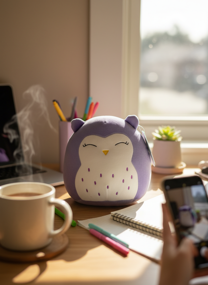 AI Generated Creative - Mjukisdjur Uggla Lila - Kawaii Plushie