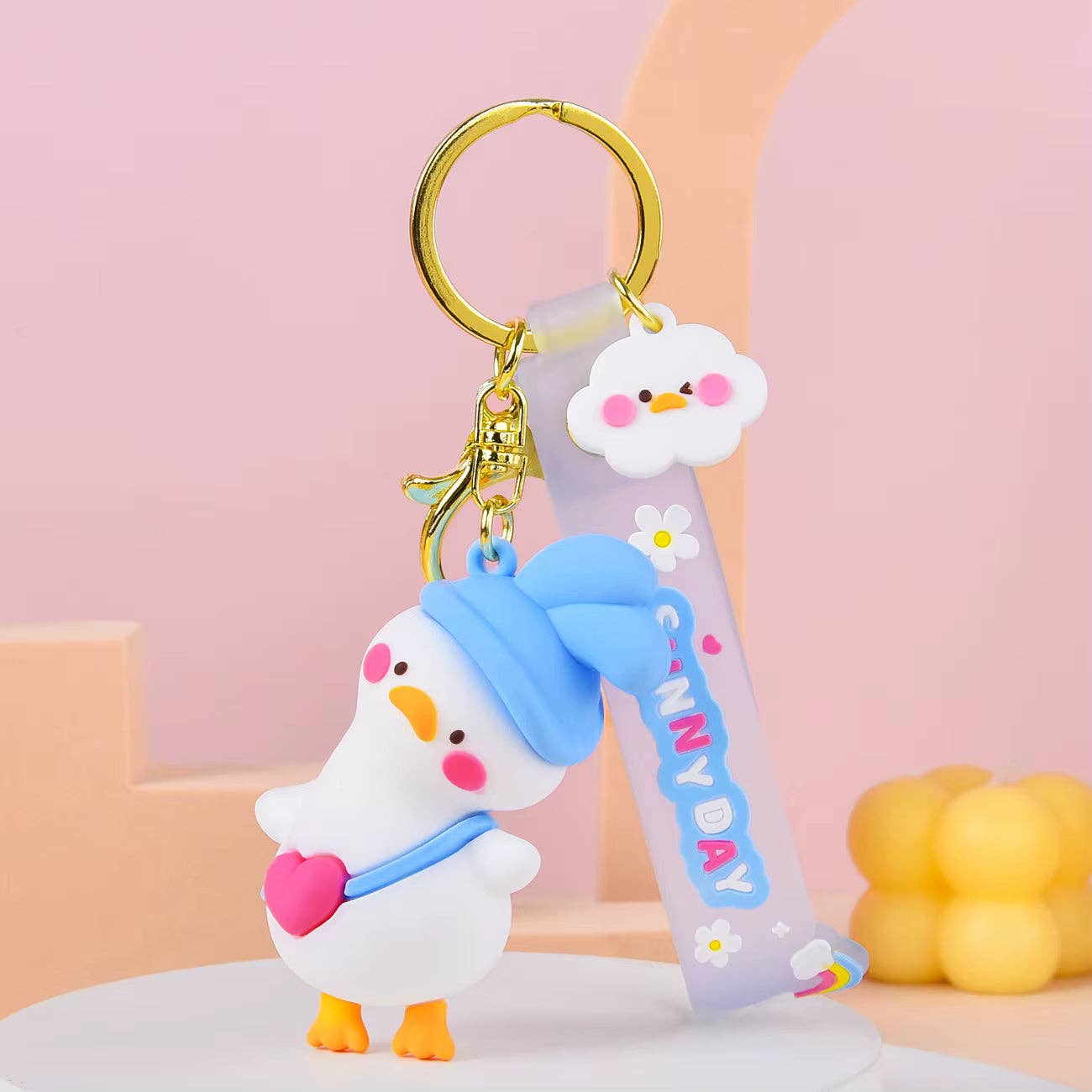 Ljusblå Nyckelring Kawaii Anka – Söt Accessoar för Nycklar & Väskor