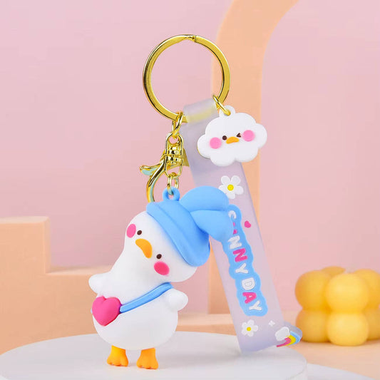 Ljusblå Nyckelring Kawaii Anka – Söt Accessoar för Nycklar & Väskor