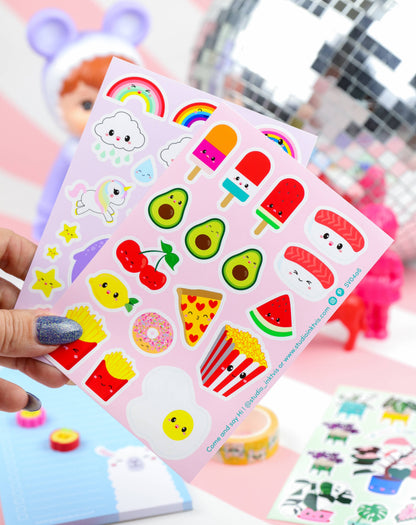 Klistermärken Sushi & Snabbmat – Sött vinylark för dator & vattenflaska