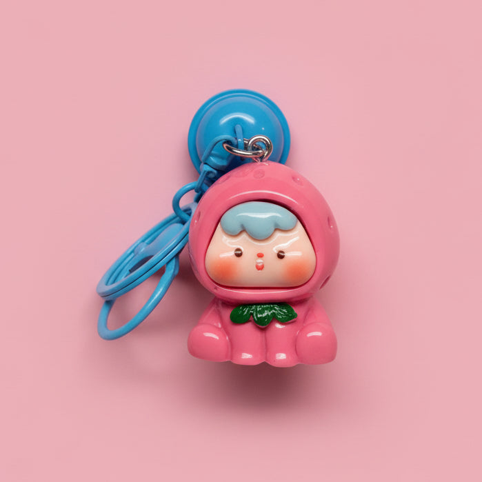 Nyckelring med bjällra och bebis i söta dräkter