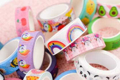 Washi-tejp med regnbågsdesign