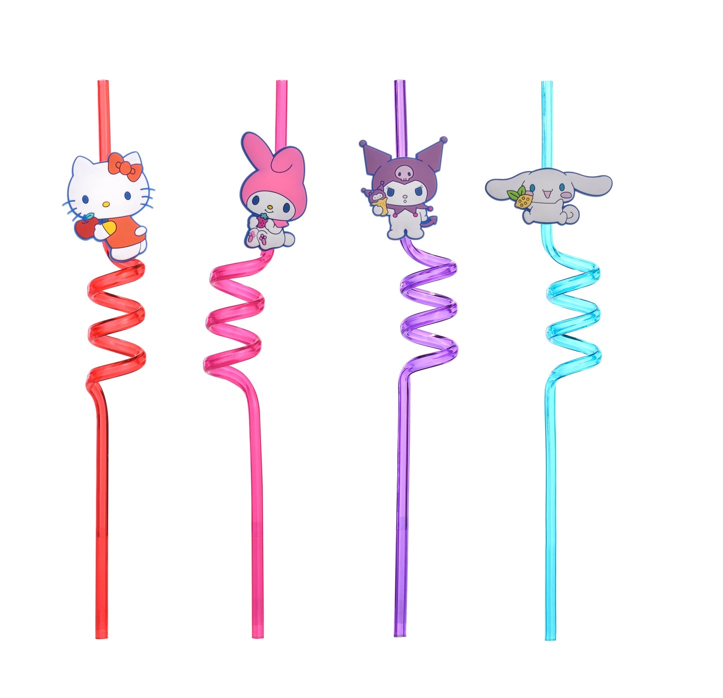 Hello Kitty och vänner, set med 4 återanvändbara sugrör